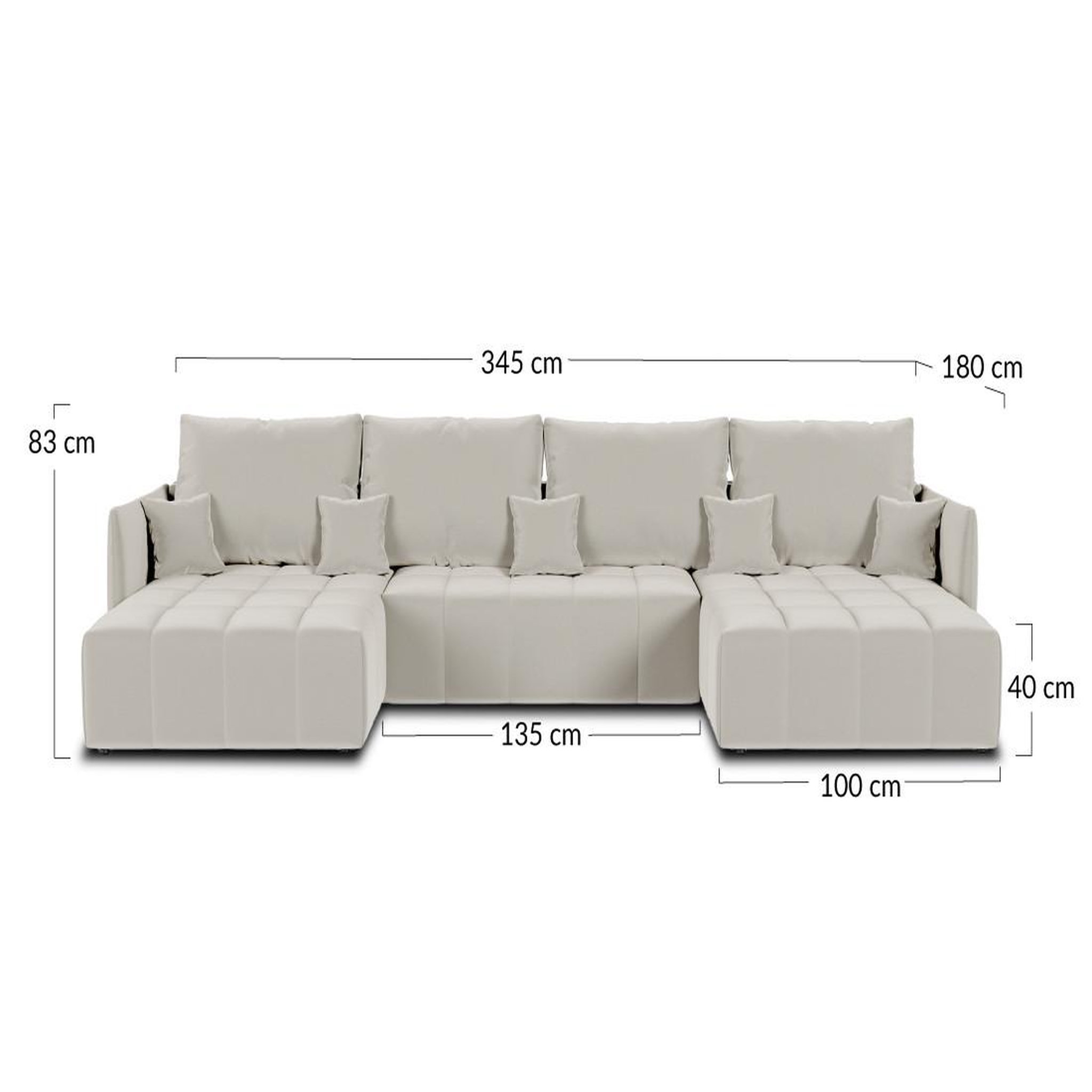Voir la diapositive 6 : BEST MOBILIER Petra - canapé panoramique en u - 7 places - convertible - avec coffre - en velours