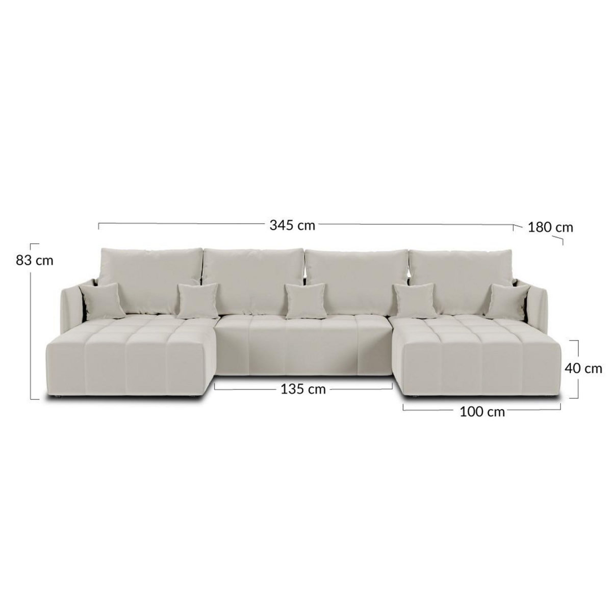 BEST MOBILIER Petra - canapé panoramique en u - 7 places - convertible - avec coffre - en velours