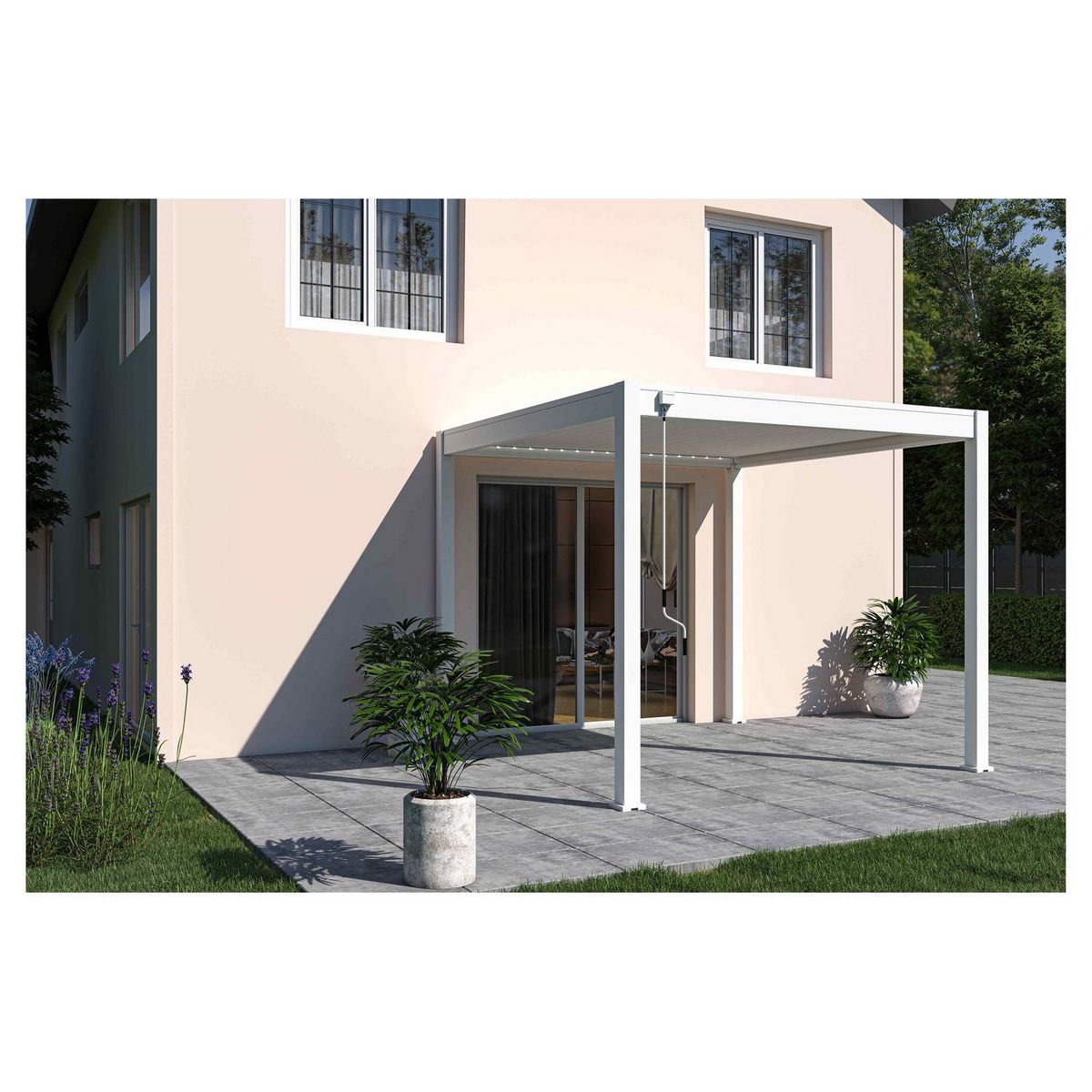 OMBREA Pergola bioclimatique - Autoportante - Blanche - 3x3 OMBREA