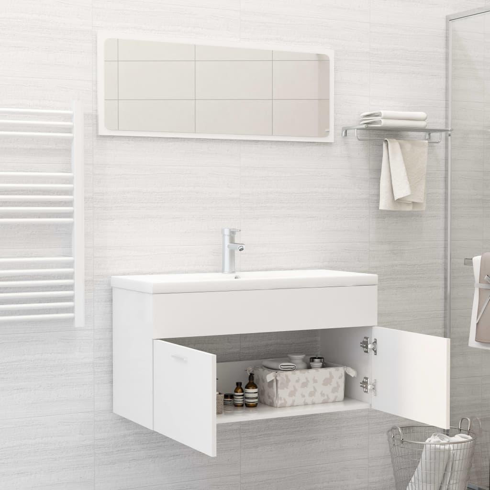 Voir la diapositive 3 : VIDAXL Ensemble de meubles de salle de bain Blanc Bois d'ingenierie