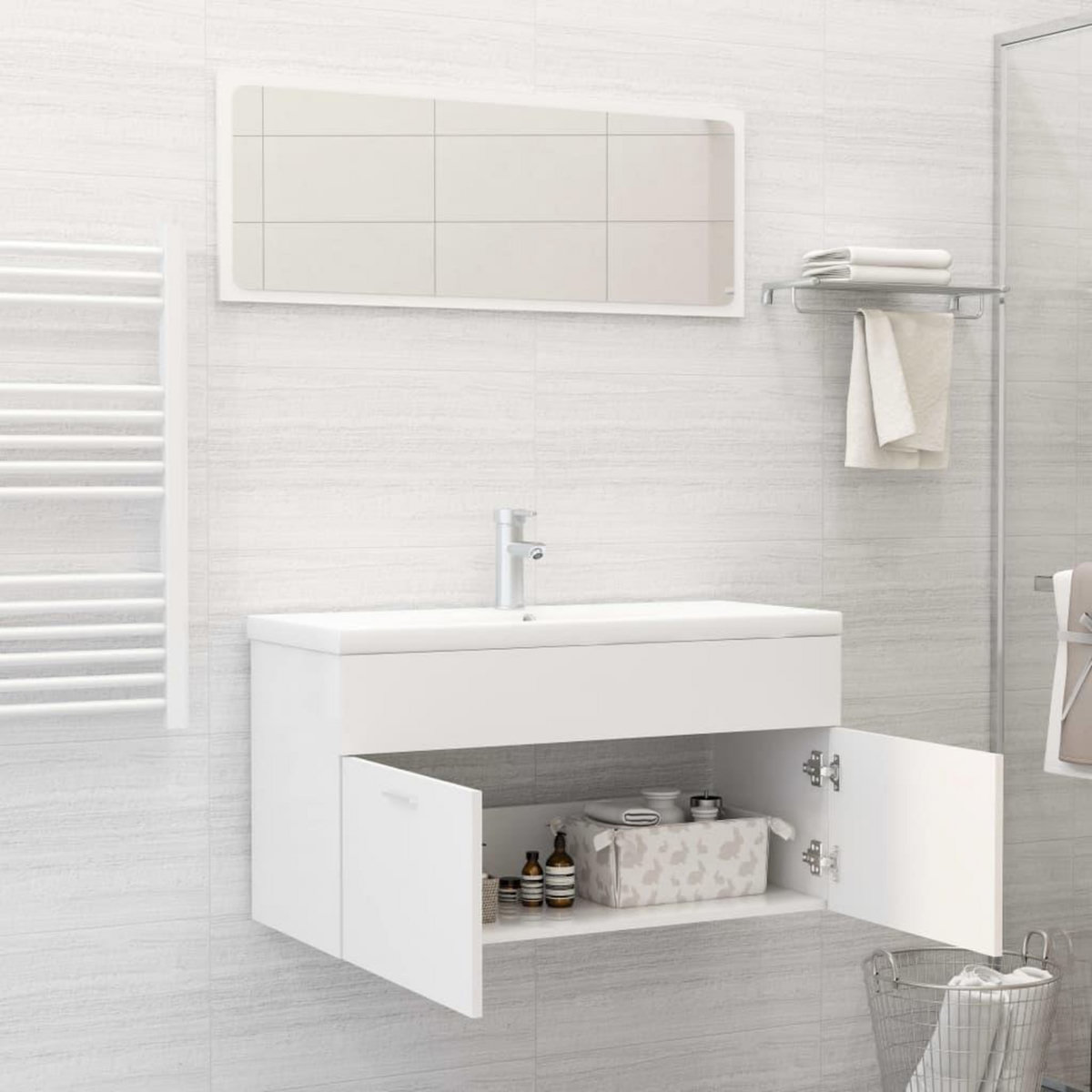 VIDAXL Ensemble de meubles de salle de bain Blanc Bois d'ingenierie