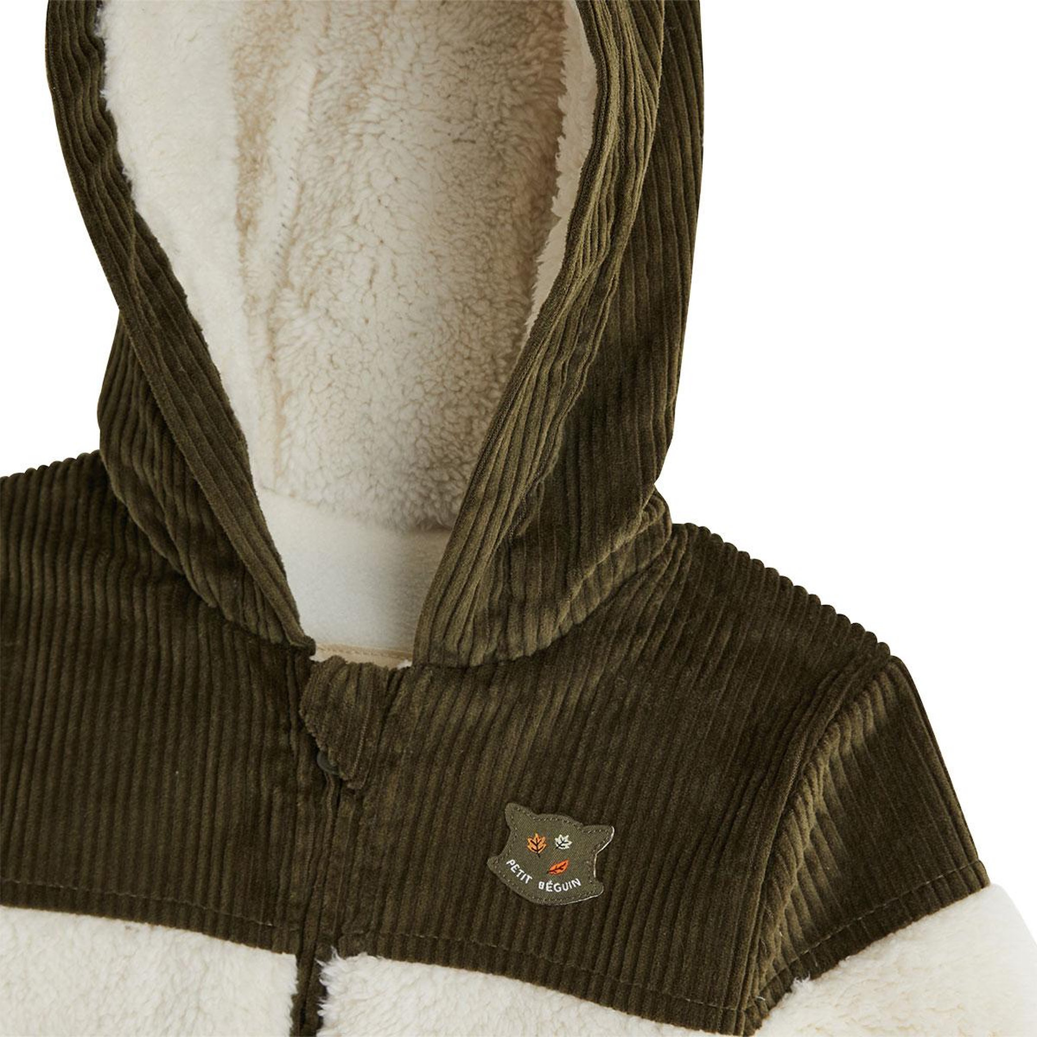 Voir la diapositive 3 : PETIT BEGUIN Veste enfant intérieur polaire avec capuche ginkgo