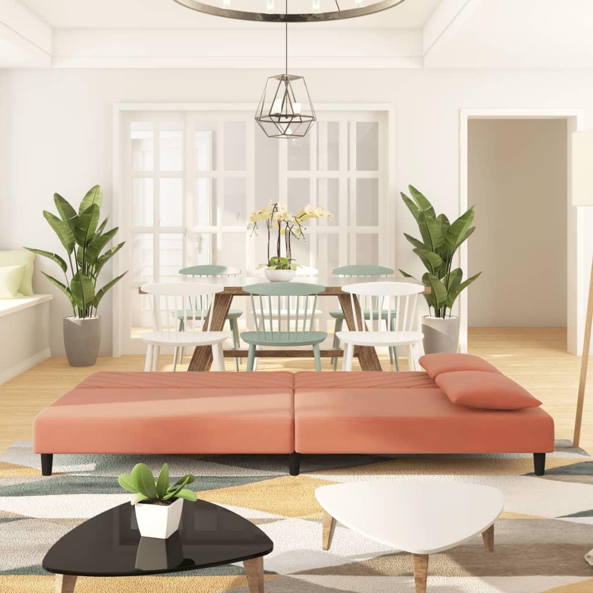 Voir la diapositive 3 : VIDAXL Canape-lit a 2 places avec deux oreillers Rose Velours