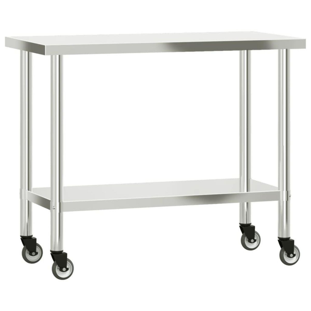 VIDAXL Table de travail de cuisine avec etagere 110x55x120 cm inox
