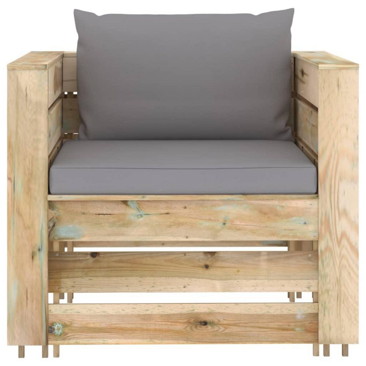 VIDAXL Salon de jardin 2 pcs avec coussins Bois impregne de vert