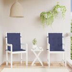 VIDAXL Coussins de chaise a dossier bas lot de 2 bleu marine tissu