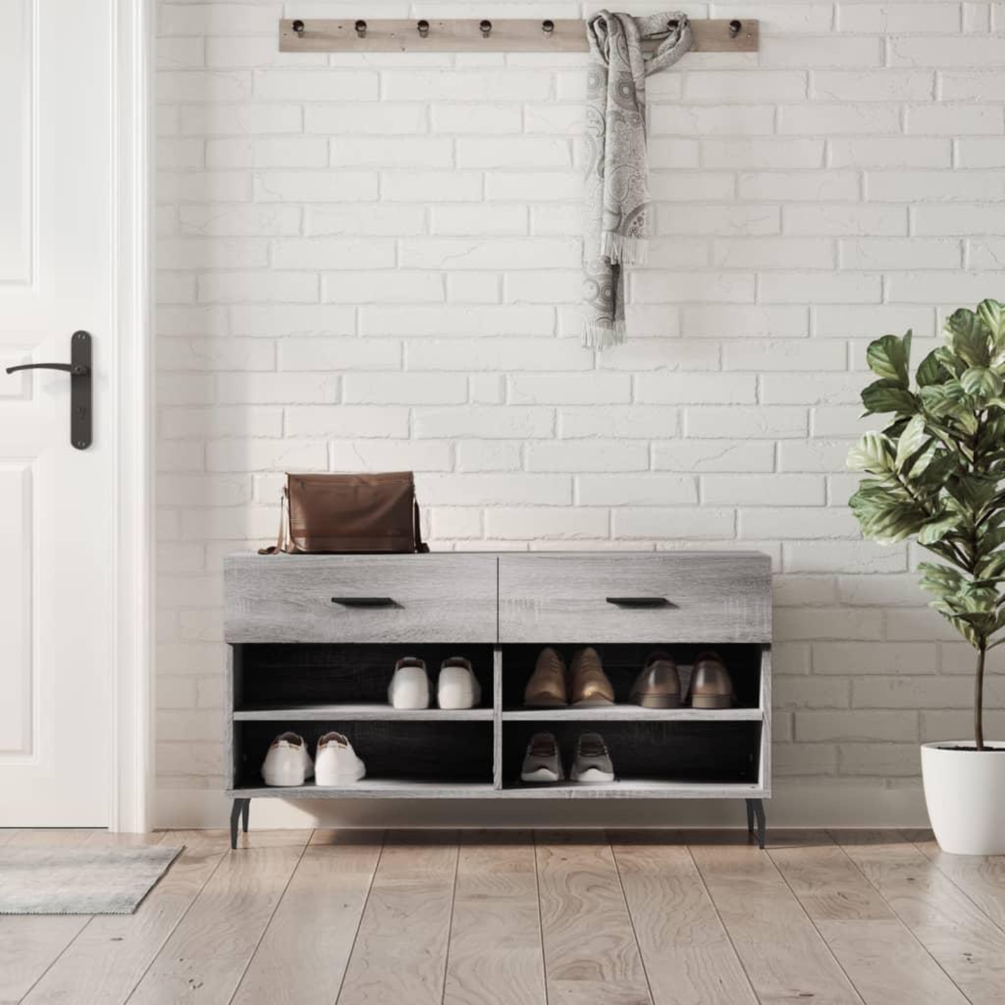 VIDAXL Banc a chaussures sonoma gris 102x35x55 cm bois d'ingenierie
