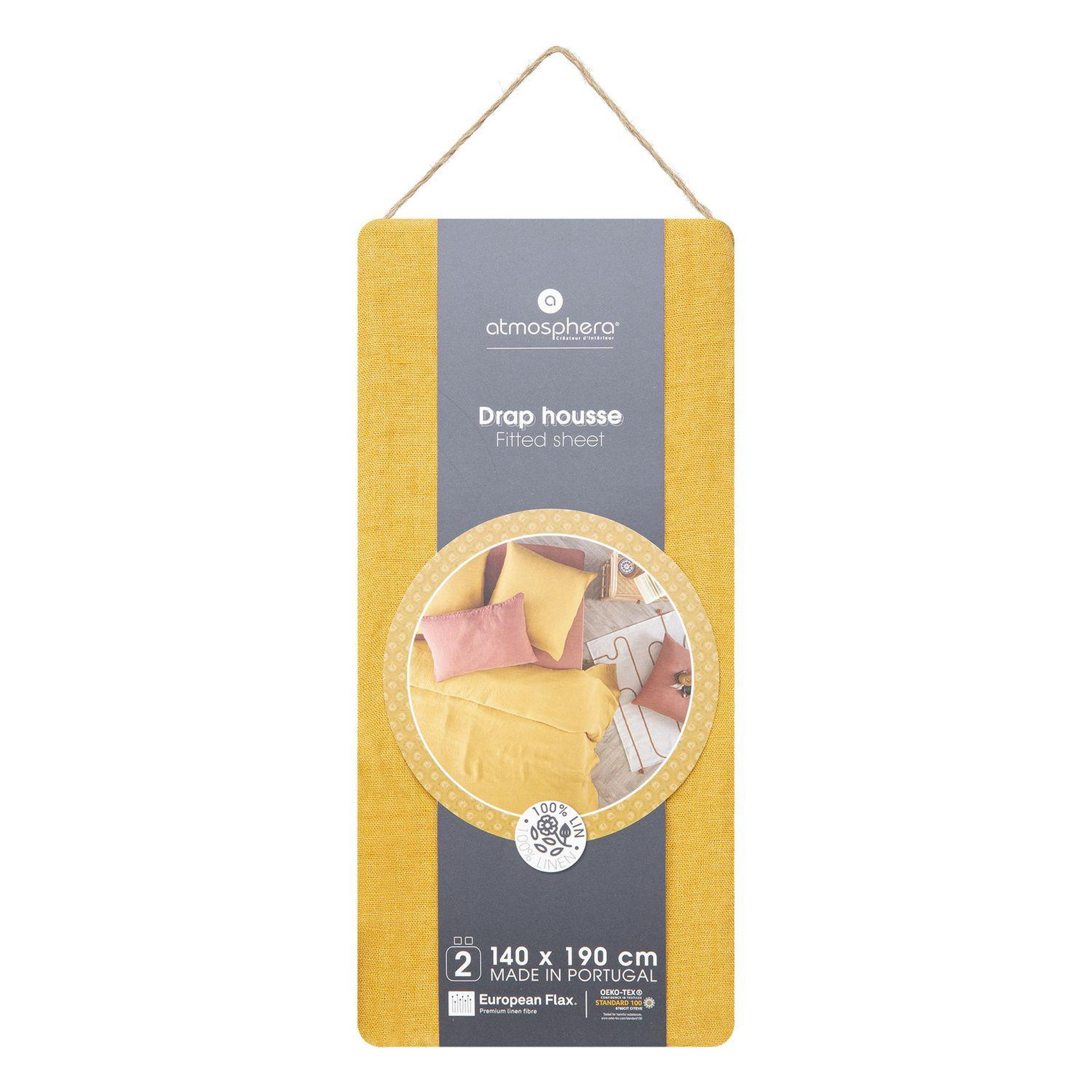 Voir la diapositive 4 : ATMOSPHERA Drap housse bonnet 30 cm 100% lin tropiques