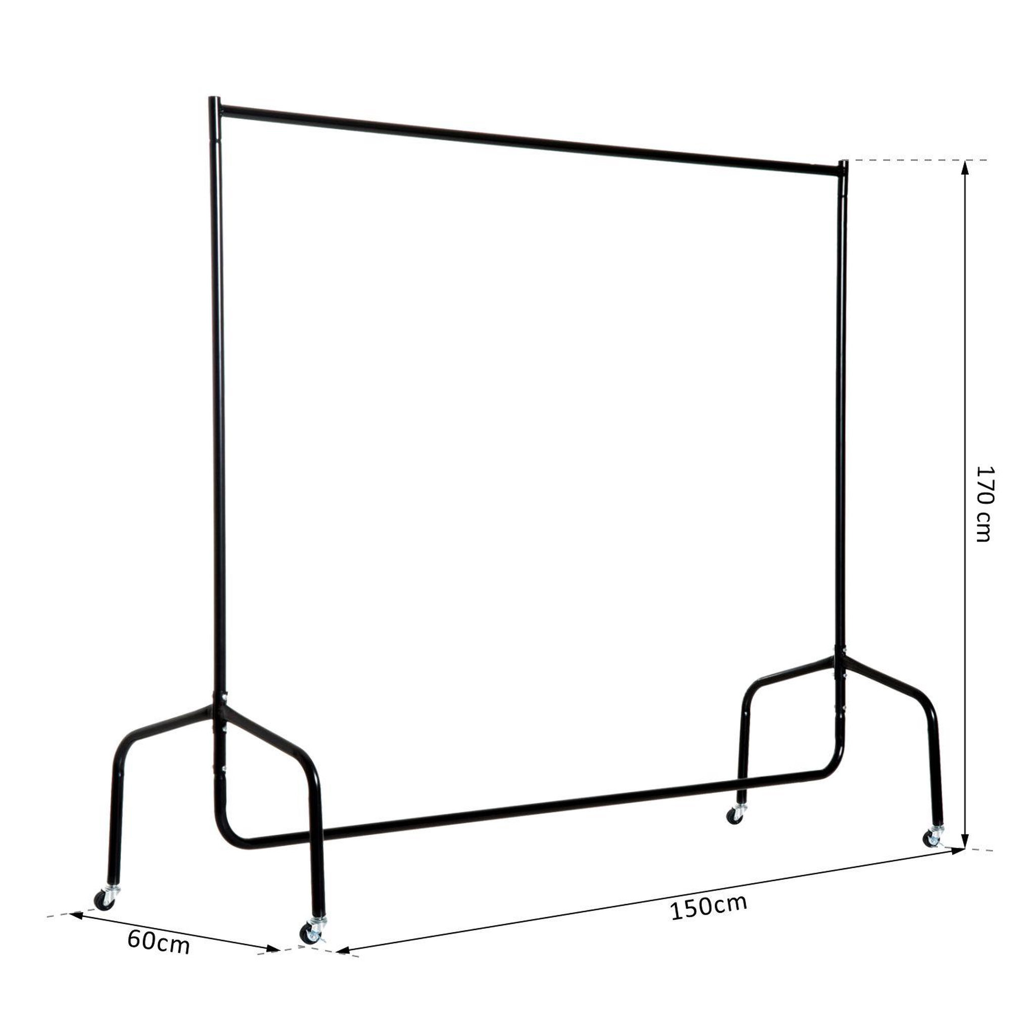 Voir la diapositive 3 : HOMCOM Portant tringle à vêtements acier charge max. 140 kg dim. 150l x 60l x 170h cm noir