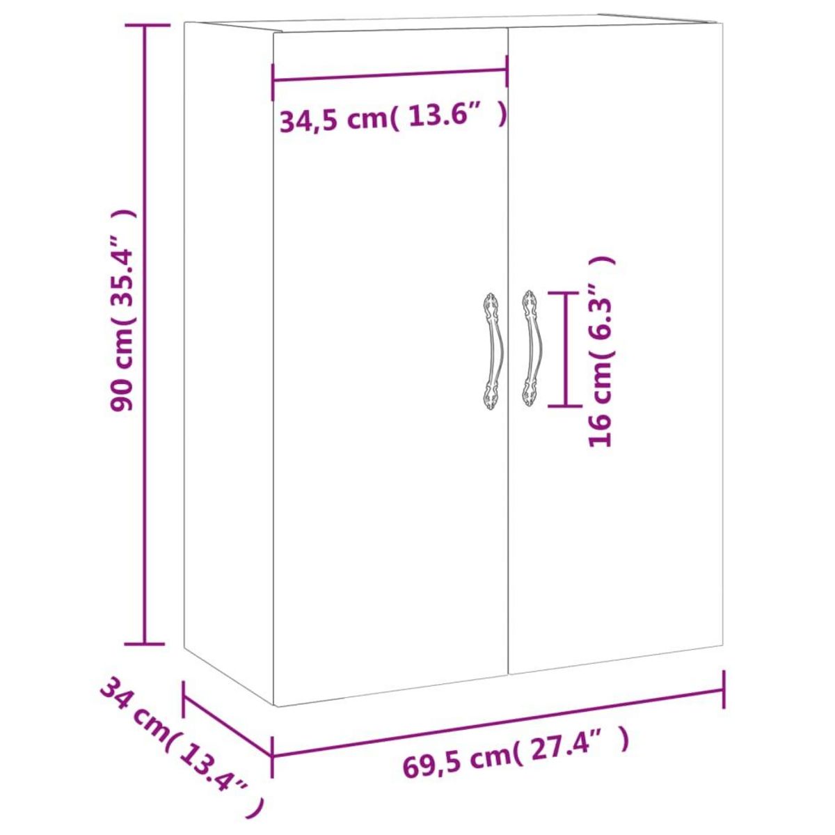 VIDAXL Armoire murale blanc 69,5x34x90 cm