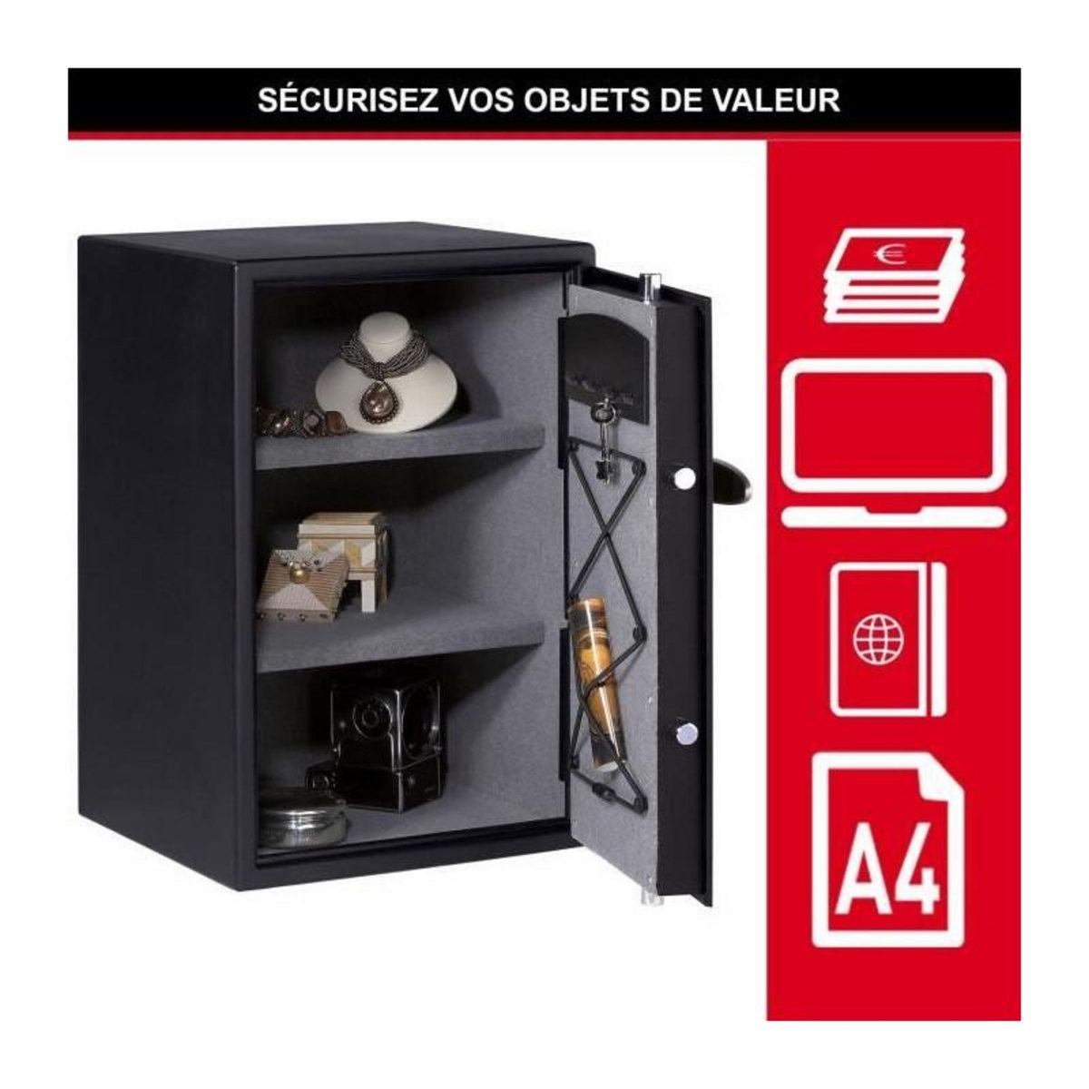 Master lock Coffre-Fort Haute Sécurité [Combinaison Électronique] [Large 61,7 Litres] - T6-331ML