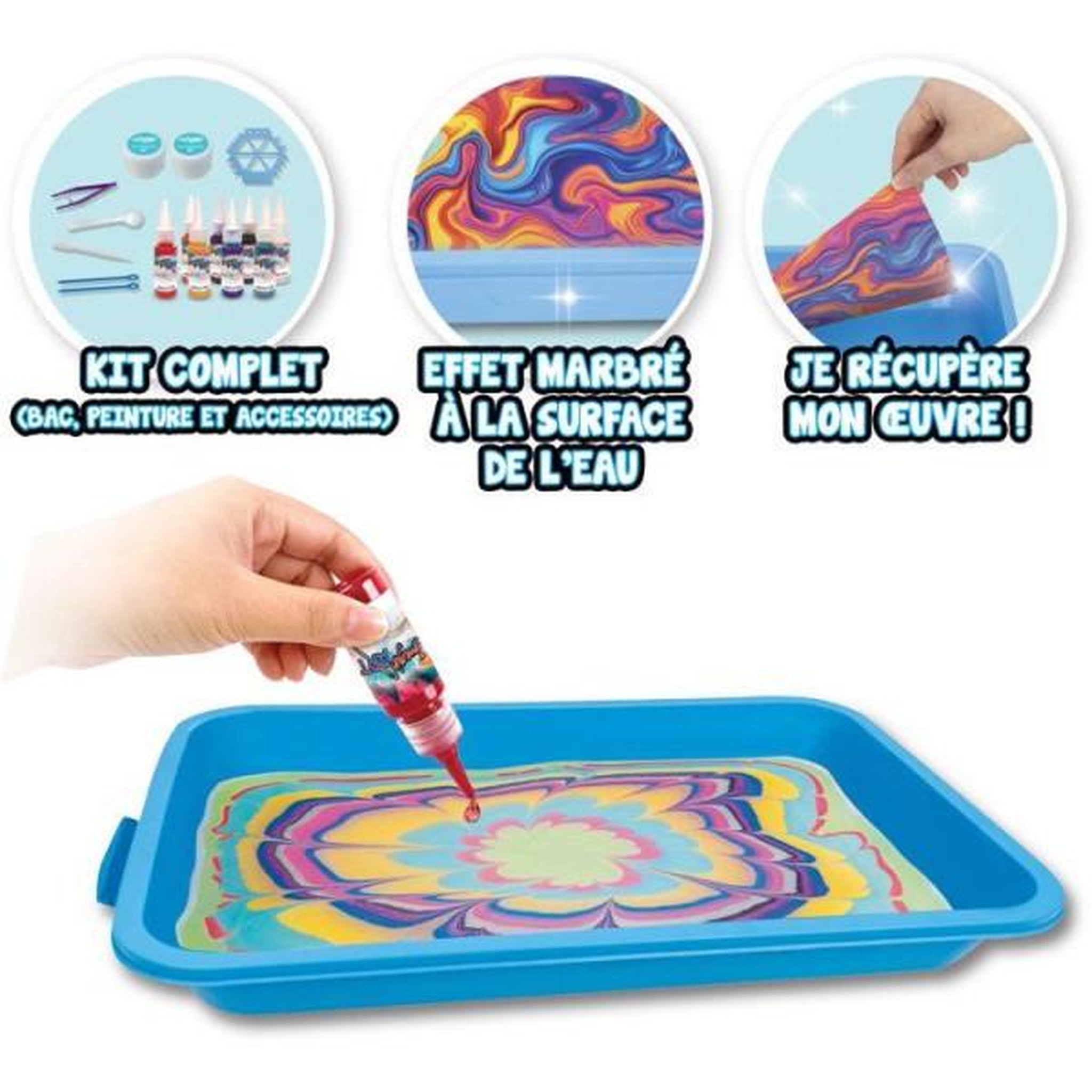 Voir la diapositive 3 : SILVERLIT Kit de peinture marbrée avec poudre magique - silverlit – imagin'art - marbling studio