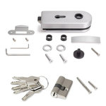 EMUCA SRL Serrure pour porte en verre 8-12mm avec cadre en bois - cylindre avec clés - acier et aluminium - anodisé mat