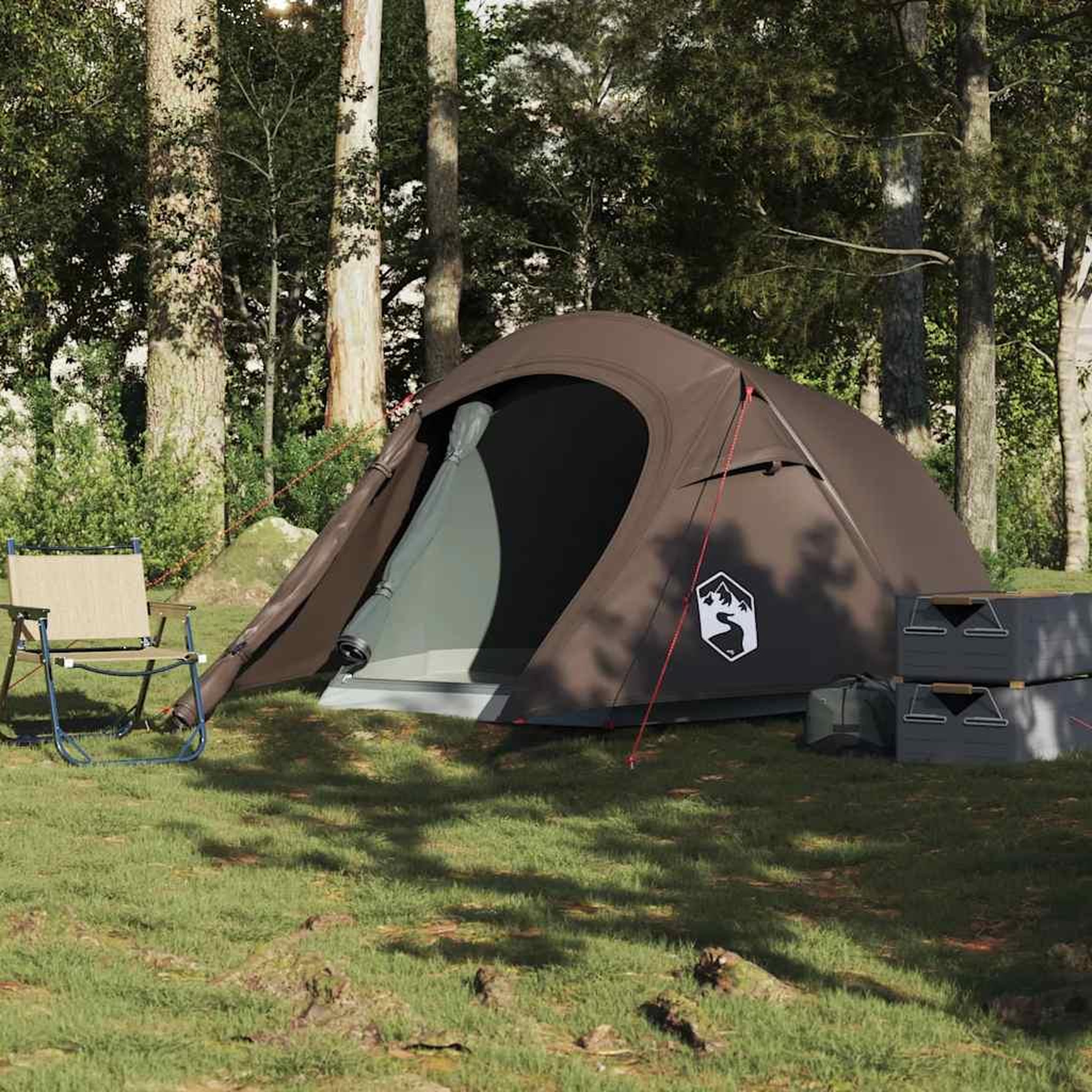 Voir la diapositive 3 : VIDAXL Tente de camping tunnel 3 personnes marron impermeable