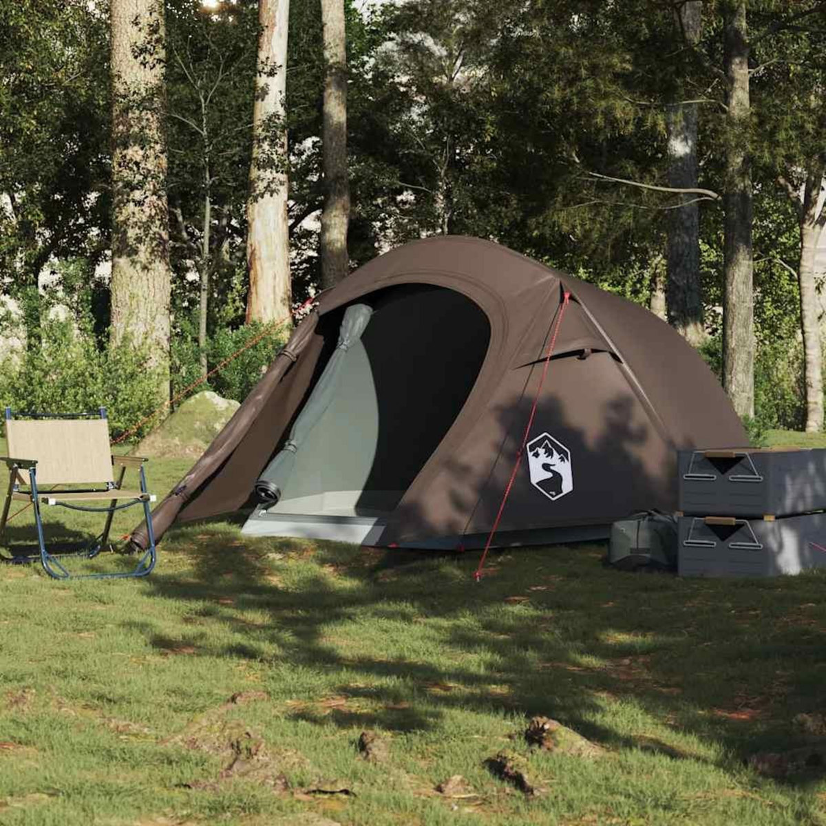 VIDAXL Tente de camping tunnel 3 personnes marron impermeable