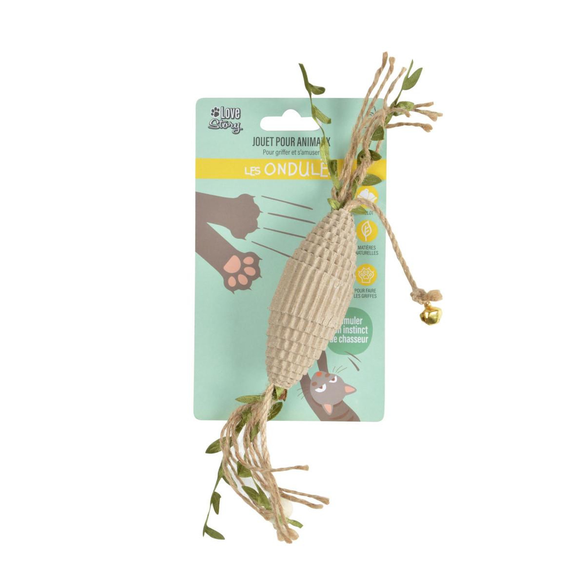 Voir la diapositive 2 : LOVE STORY Jouet pour Chat  Ovale & Ficelles  26cm Naturel