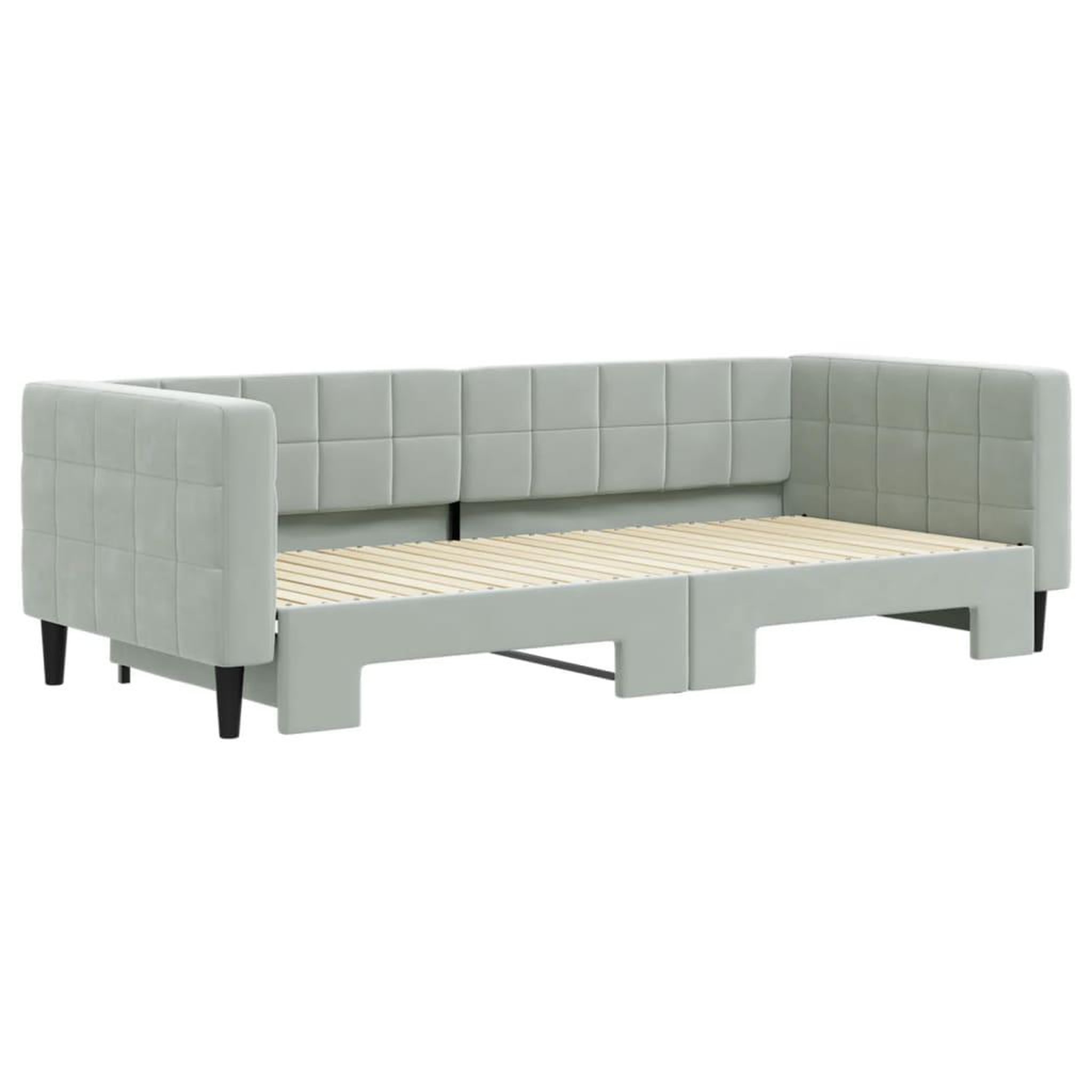 Voir la diapositive 3 : VIDAXL Lit de jour avec gigogne sans matelas gris clair 90x200 cm