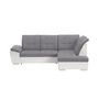 Voir la diapositive 2 : Canapé d'angle droit  convertible avec coffre et repose tête réglable en tissu gris + pu blanc RECITAL