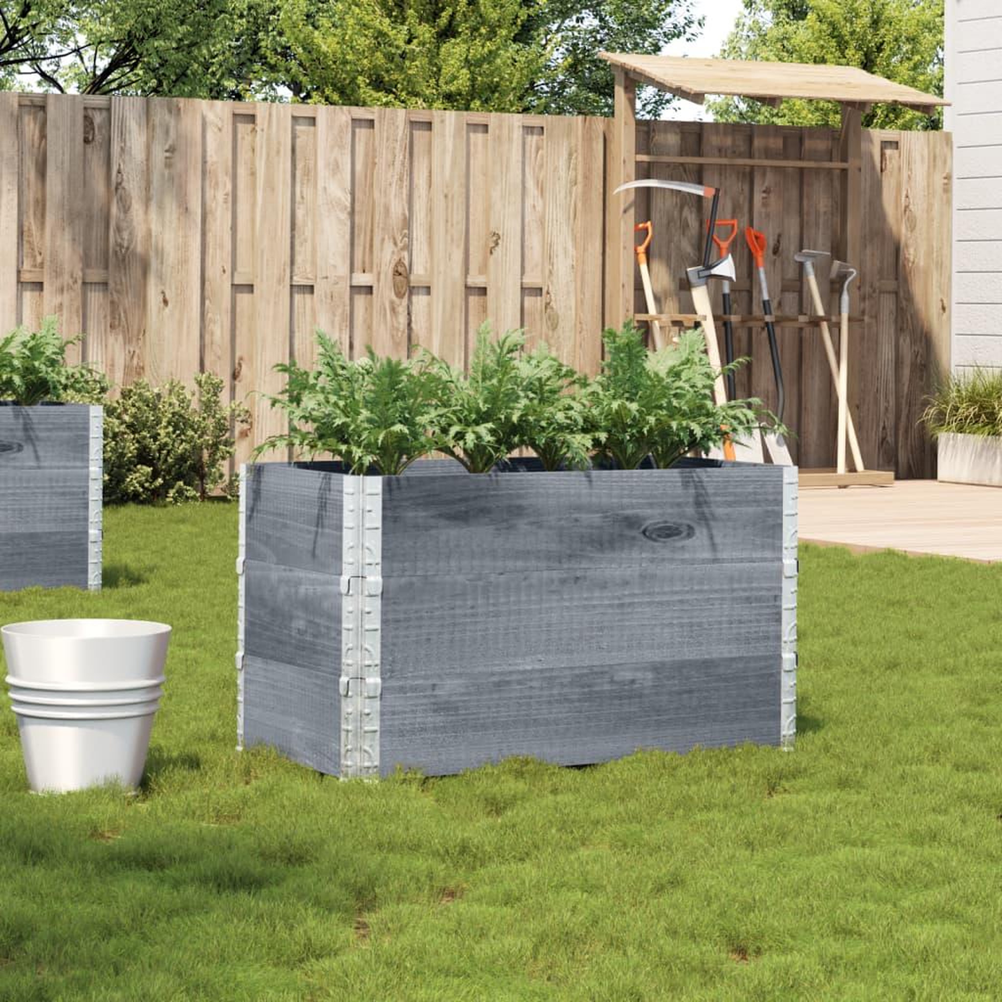 VIDAXL Jardiniere gris 100x50 cm bois massif de pin