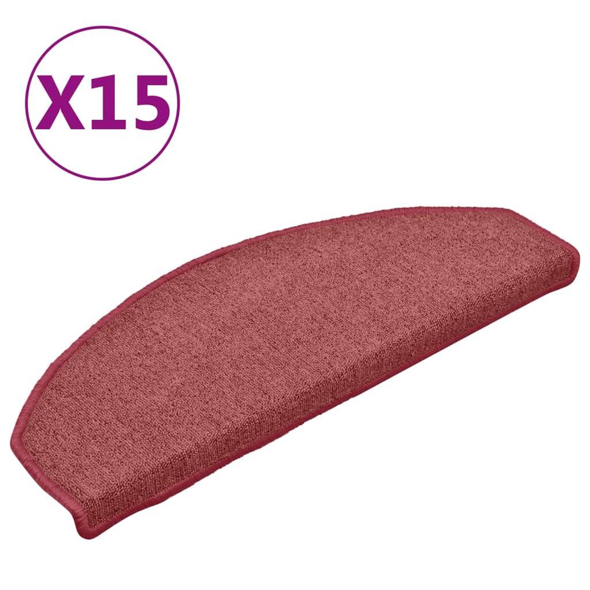 Voir la diapositive 2 : VIDAXL Tapis de marches d'escalier 15 pcs Rouge 65x24x4 cm