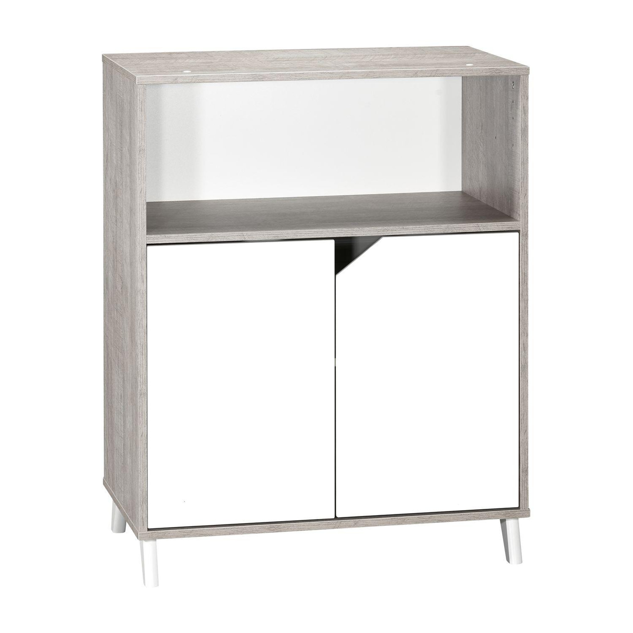 Voir la diapositive 2 : BABY PRICE Commode 2 Portes et 1 Niche - SCANDI GRIS
