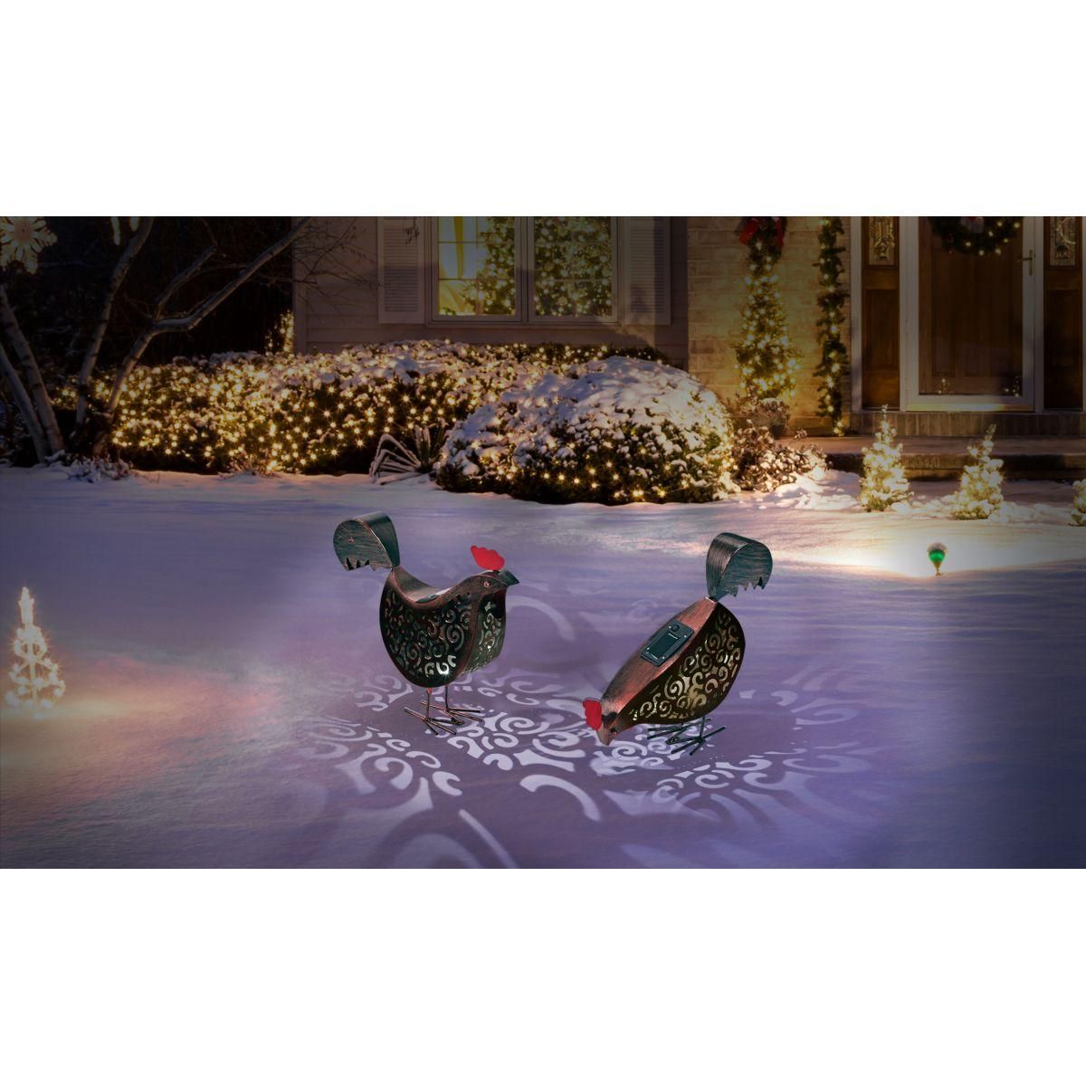 Inkazen Lot de 2 poules solaires décoratives de jardin Bronze