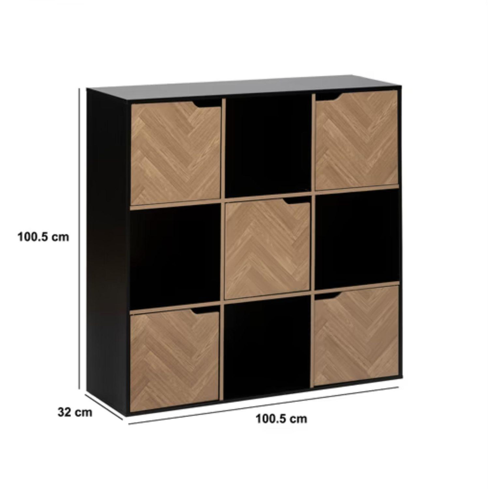 Voir la diapositive 3 : FIVE Étagère 9 cases mix'n door chevrons - beige et noir