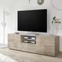 KASALINEA Grand banc TV couleur chêne clair NERINA 3-L 181 x P 42 x H 57 cm- Beige