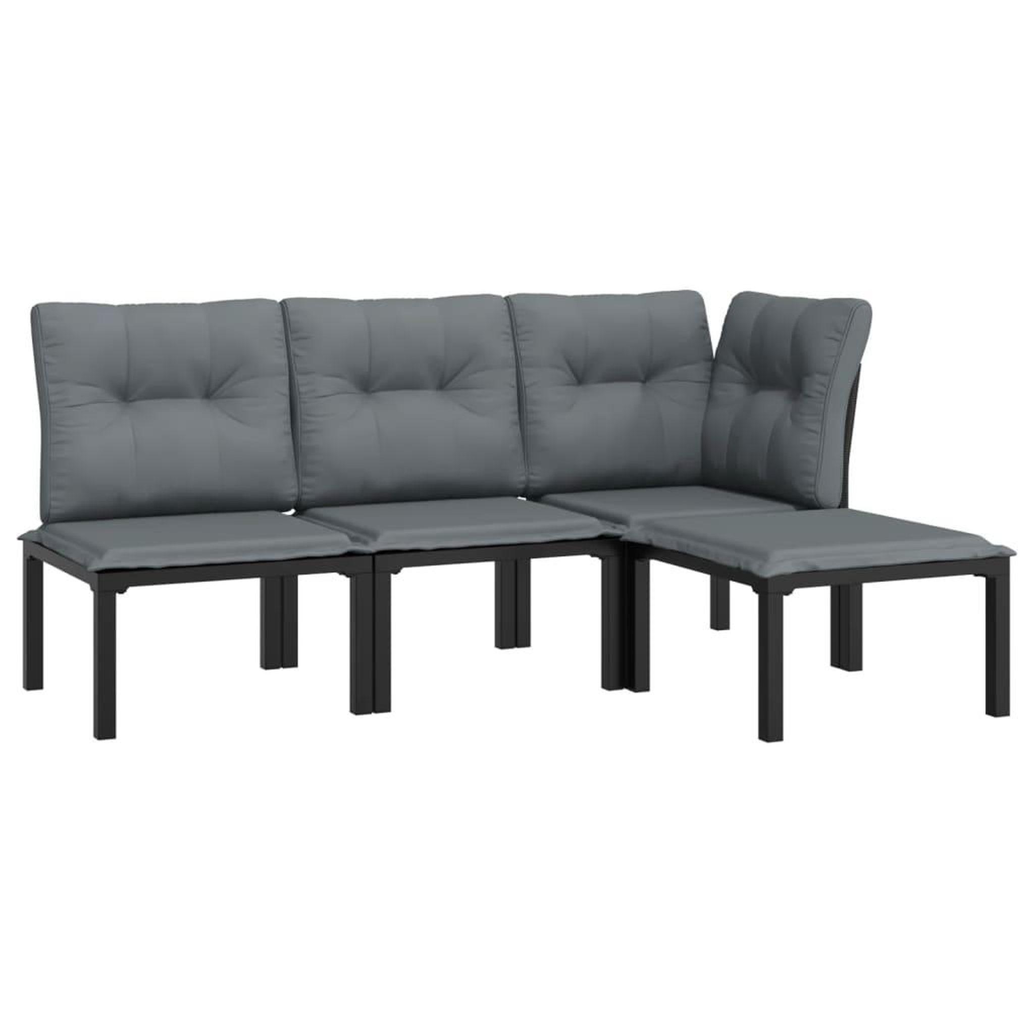 Voir la diapositive 3 : VIDAXL Salon de jardin 4 pcs noir et gris resine tressee