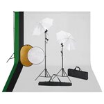 VIDAXL Kit de studio photo avec lampes toile de fond et reflecteur