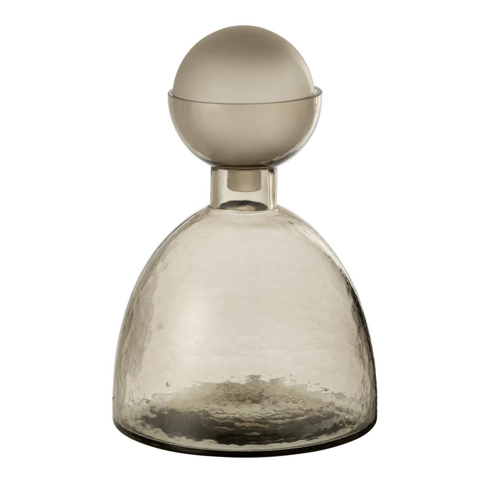 J-LINE Vase bouteille bouchon en verre  yoko  29cm grège