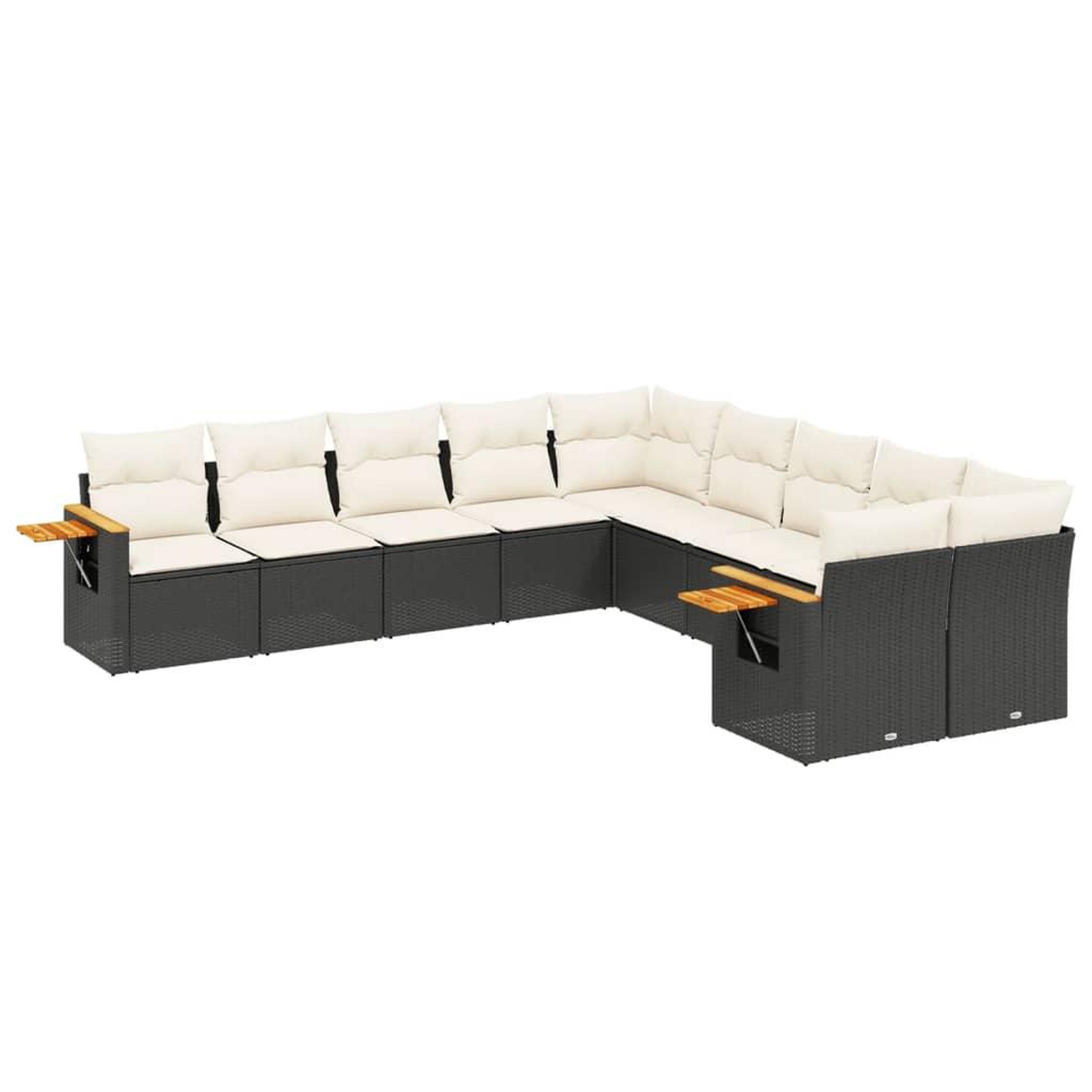 Voir la diapositive 2 : VIDAXL Salon de jardin 10 pcs avec coussins noir resine tressee