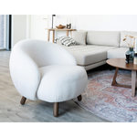 LISA DESIGN Nayeli - fauteuil avec pieds en bois d'hévéa - en tissu bouclette. Coloris disponibles : Blanc