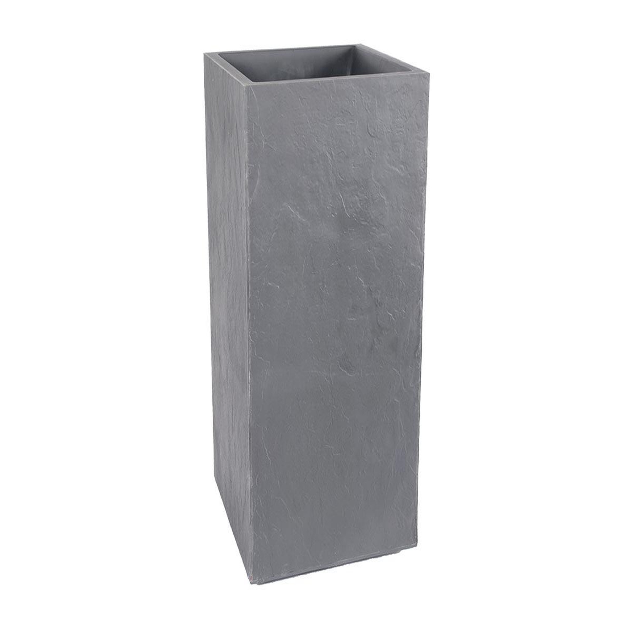 Eda Pot de fleurs carré Haut Volcania - 39,5 x 39,5 x 80 cm - 31 L - Gris galet - Eda