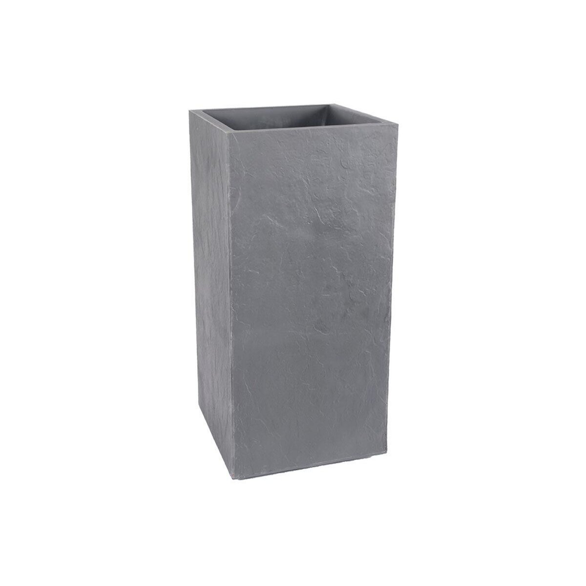 Eda Pot de fleurs carré Haut Volcania - 39,5 x 39,5 x 80 cm - 31 L - Gris galet - Eda