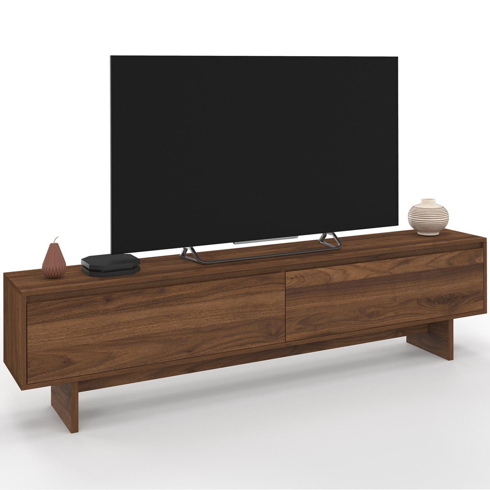 ID MARKET Meuble tv 180 cm yuri 2 portes effet noyer