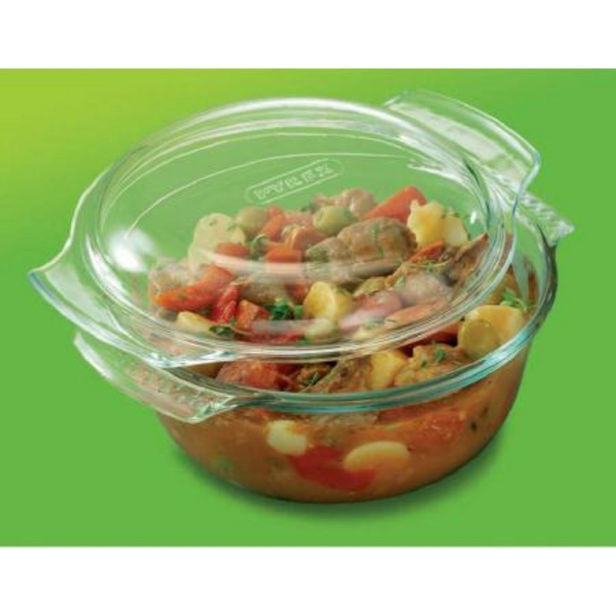 PYREX Cocotte ronde en verre 2,10 L (1,50+0,60 L) CLASSIC