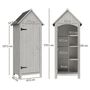Voir la diapositive 3 : OUTSUNNY Armoire abri de jardin remise pour outils 3 étagères porte loquet toit pente bitumé dim. 77L x 54l x 179H cm bois sapin pré-huilé gris
