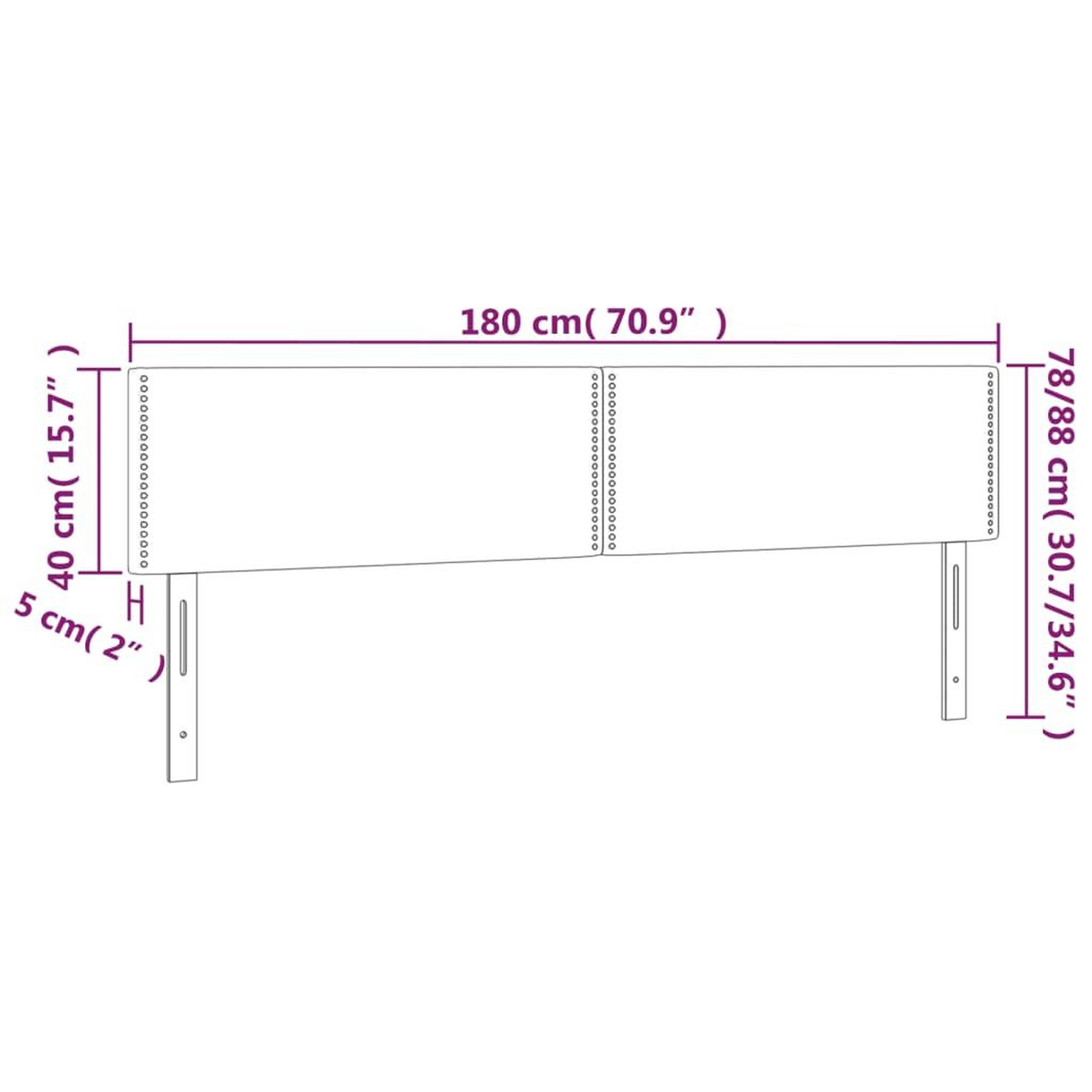Voir la diapositive 6 : VIDAXL Tete de lit a LED Gris clair 180x5x78/88 cm Tissu