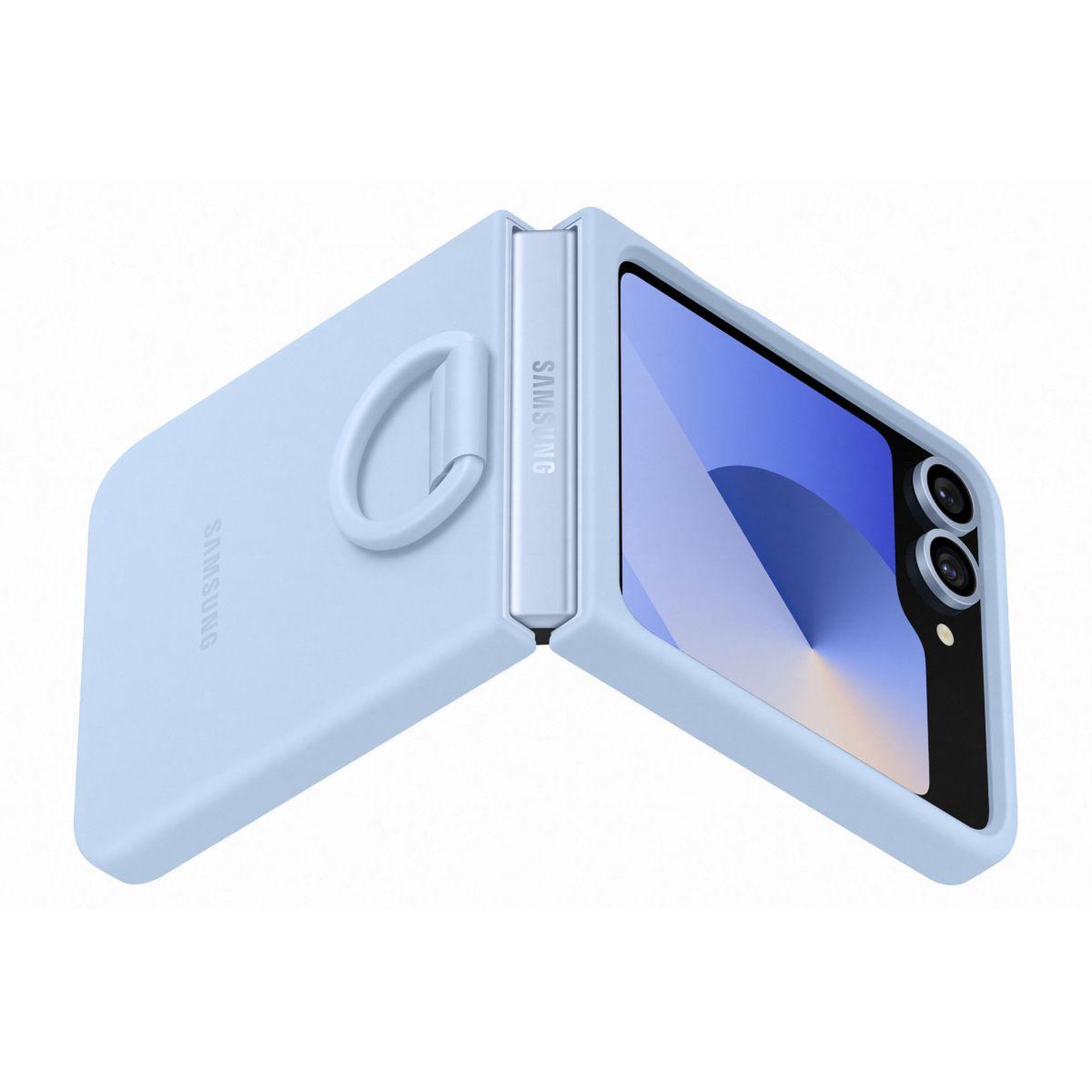 Voir la diapositive 2 : Samsung Coque Z Flip6 silicone Bleu avec anneau