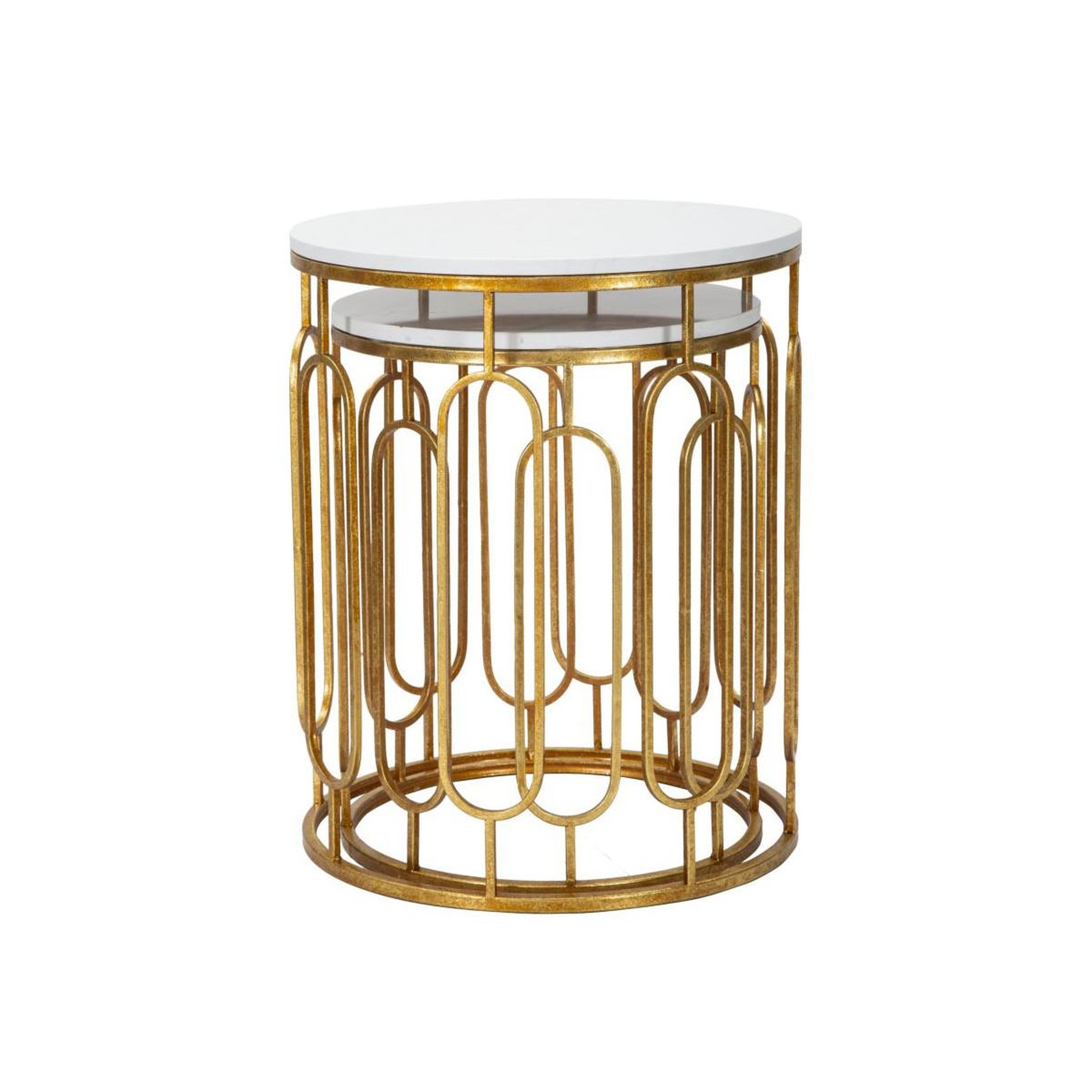 Voir la diapositive 2 : Paris Prix Lot de 2 tables d'appoint gigognes  ella  55cm or