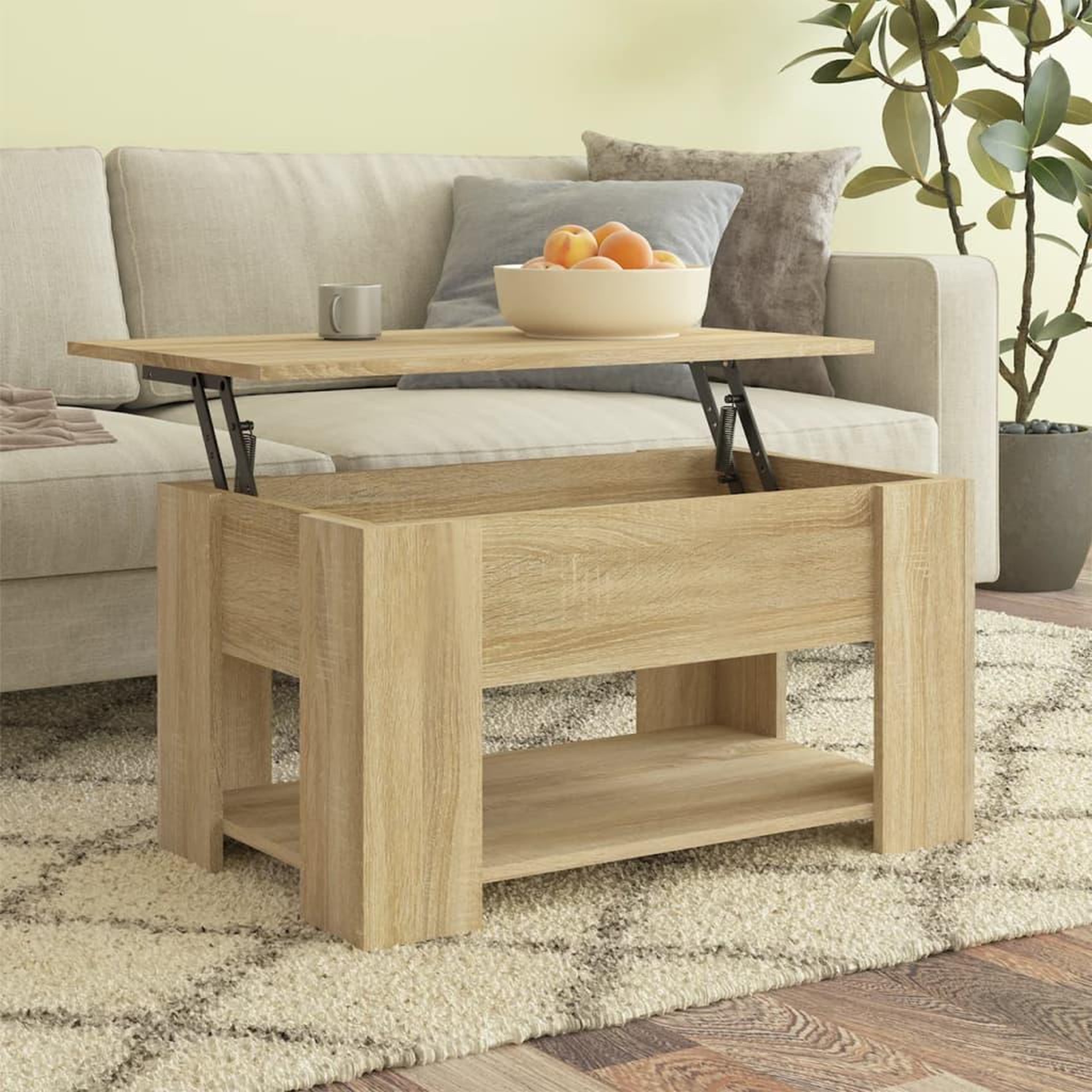 Voir la diapositive 1 : VIDAXL Table basse chene sonoma 79x49x41 cm bois d'ingenierie