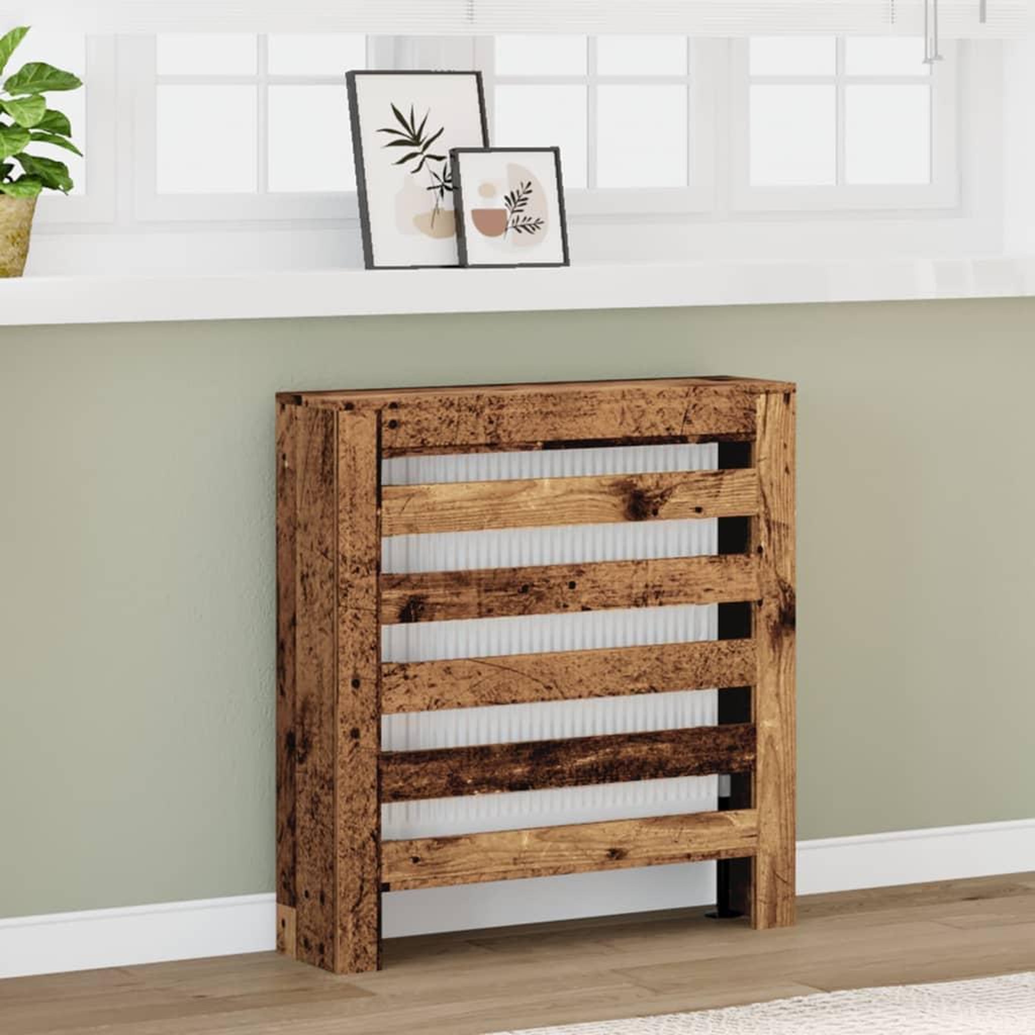 VIDAXL Cache-radiateur vieux bois 78x20x82 cm bois d'ingenierie