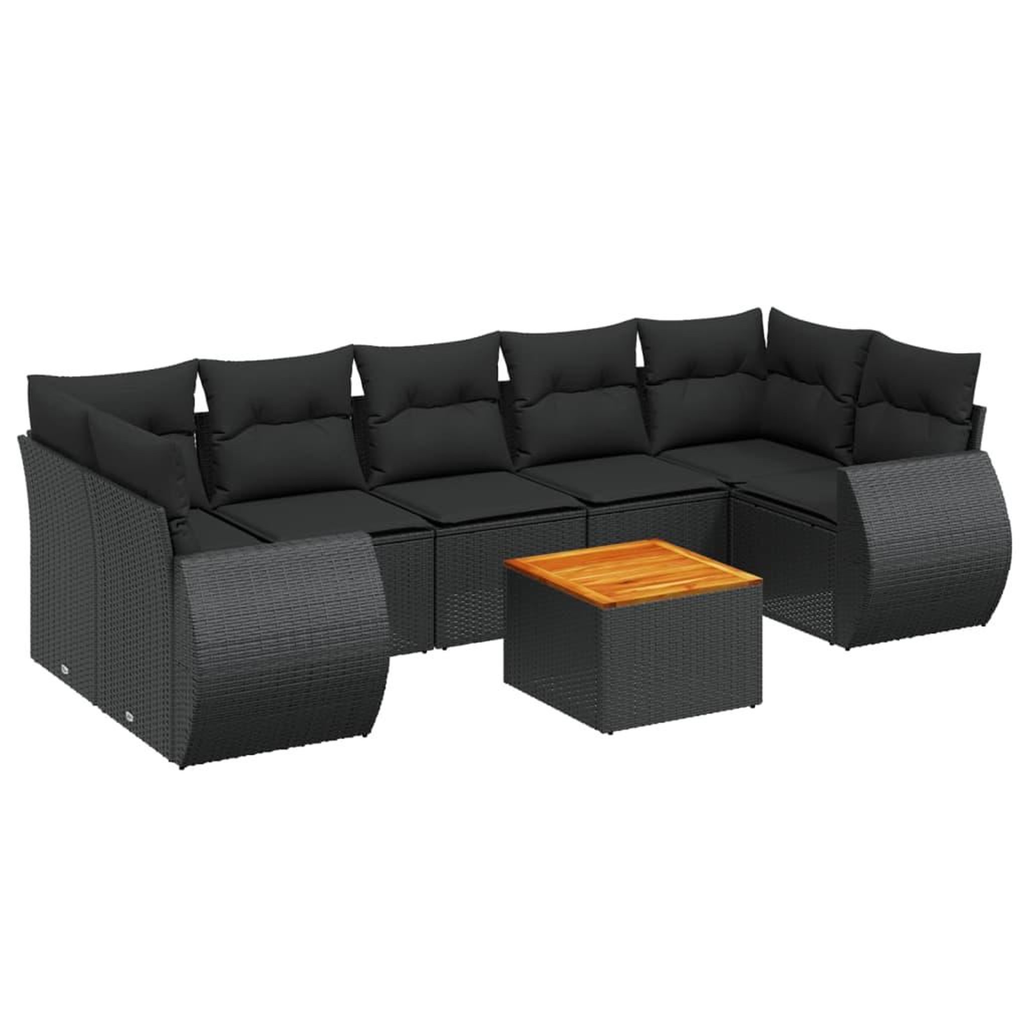 Voir la diapositive 2 : VIDAXL Salon de jardin 8 pcs avec coussins noir resine tressee