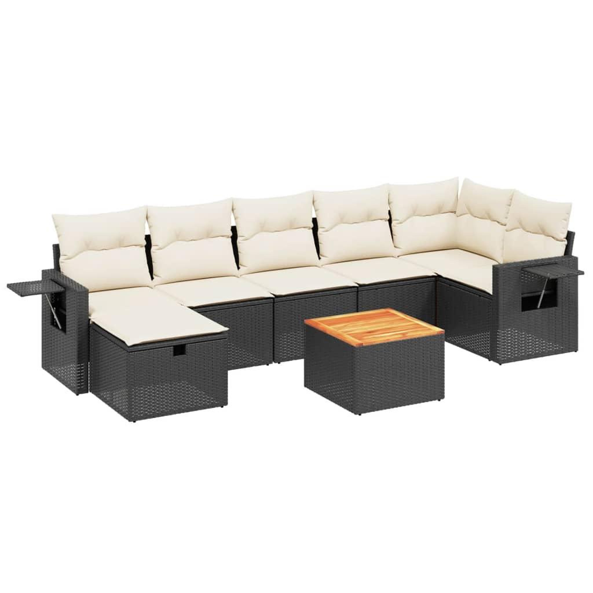 Voir la diapositive 2 : VIDAXL Salon de jardin 8 pcs avec coussins noir resine tressee