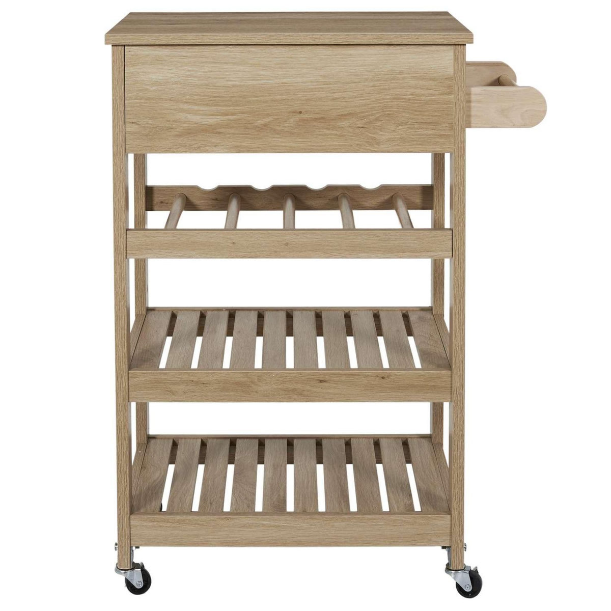 The Home Deco Factory Desserte de cuisine 3 plateaux et 1 tiroir Saulk en bois - Marron