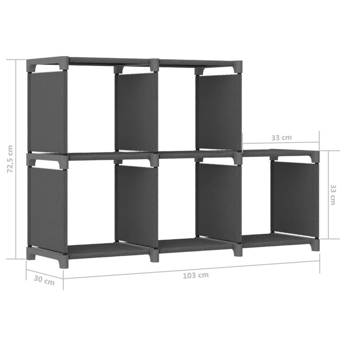 VIDAXL Etagere d'affichage 5 cubes Gris 103x30x72,5 cm Tissu