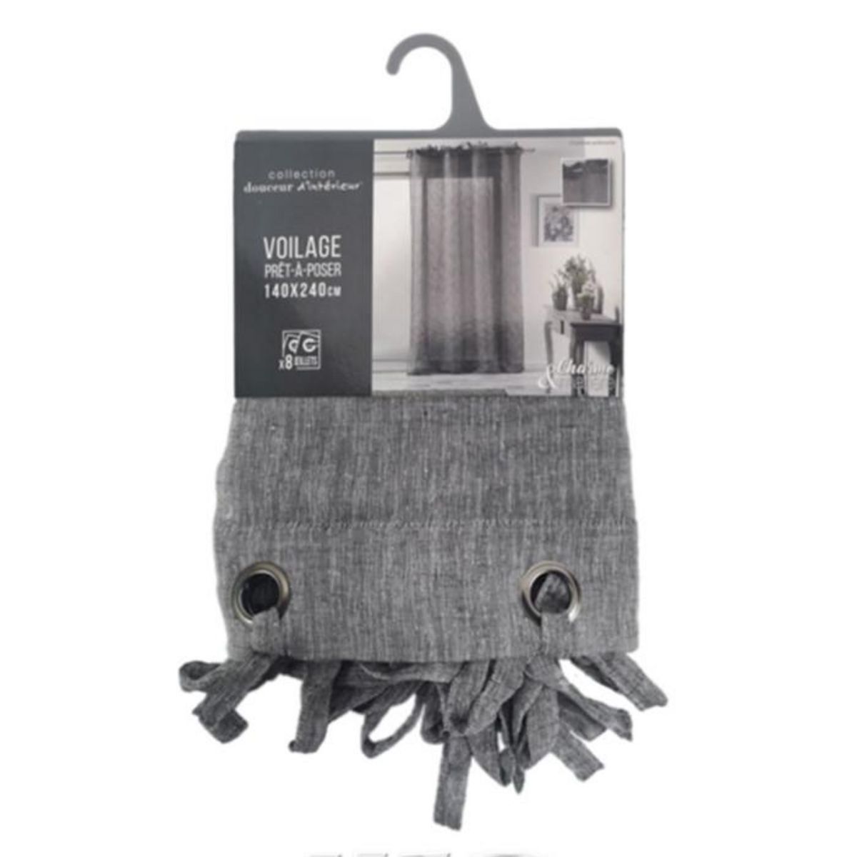 Paris Prix Rideau Voilage à Nouettes  Charlotte  140x240cm Anthracite