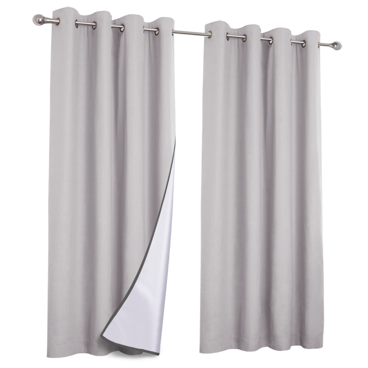 ID MARKET Lot de 2 rideaux thermiques gris clair 135X240 CM