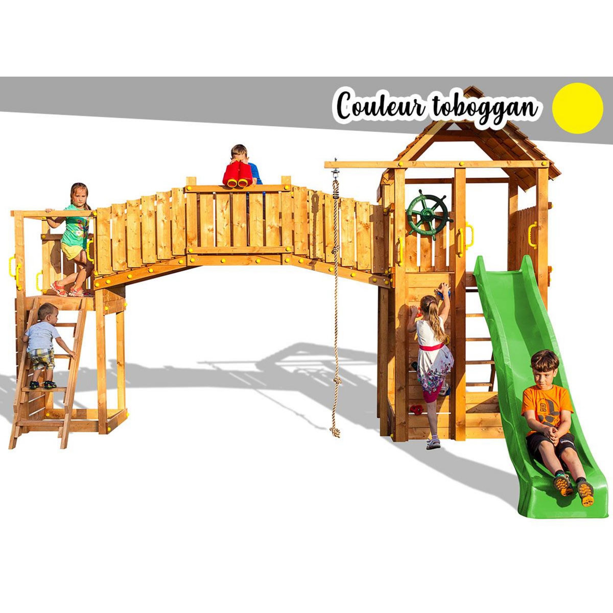 Fungoo Aire de jeux Rainbow Fortress Tip - Toboggan Jaune - Fungoo